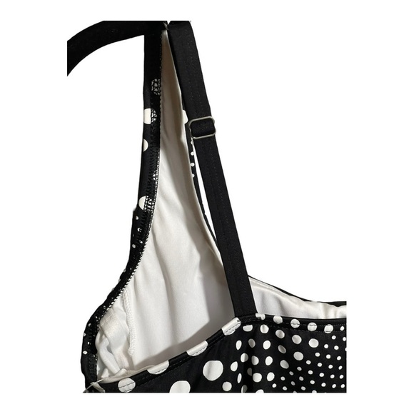 Lands’ End Black and White Polka Dot Square Neck Tankini‎ Top Size 2 NWT - Picture 4 of 7